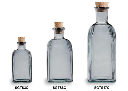 Slate Gray Spanish Recycled Glass Bottles with Cork